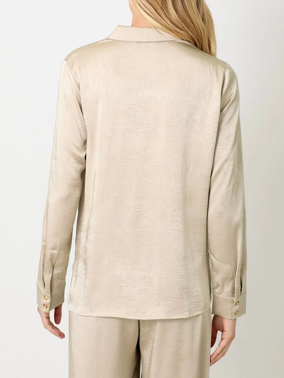 Buttondown Twist Bottom Top - Sand