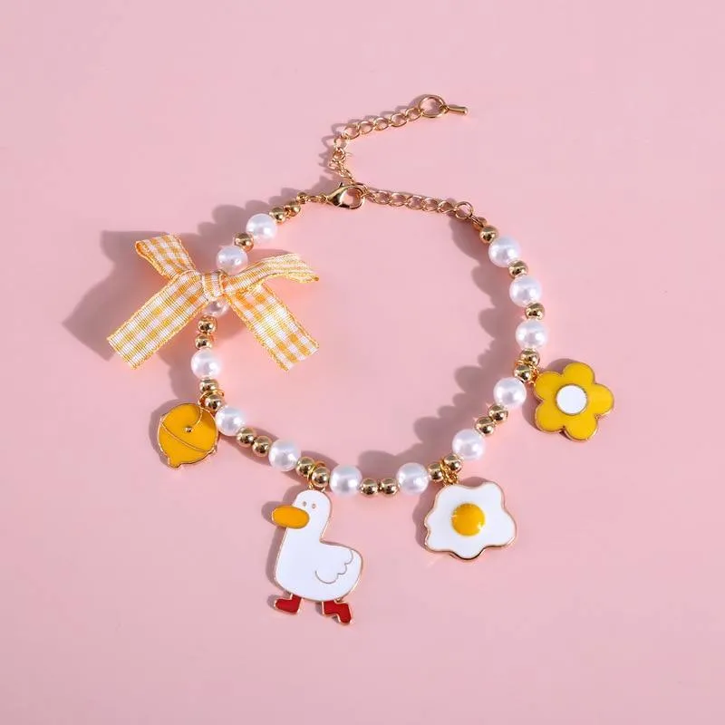 Cartoon Ribbon Pearl Cat Collar