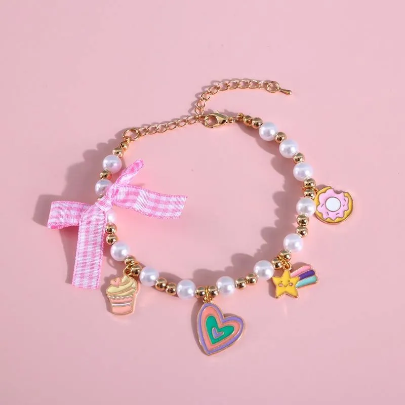 Cartoon Ribbon Pearl Cat Collar