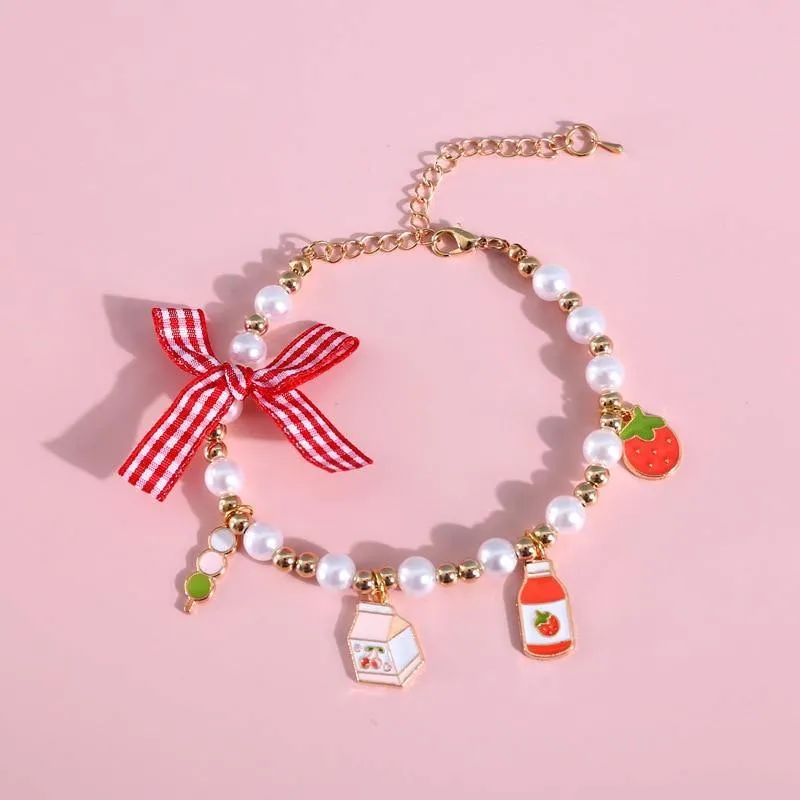 Cartoon Ribbon Pearl Cat Collar