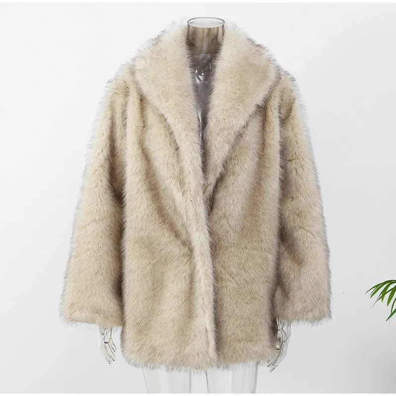 Cassy Elegant Long Fluffy faux fur coat