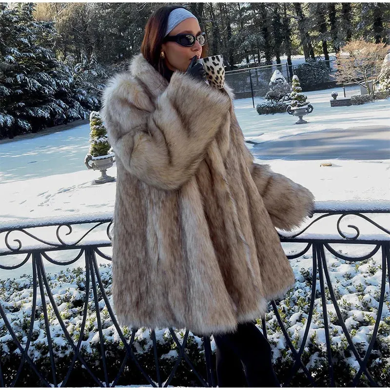 Cassy Elegant Long Fluffy faux fur coat