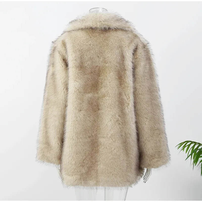 Cassy Elegant Long Fluffy faux fur coat