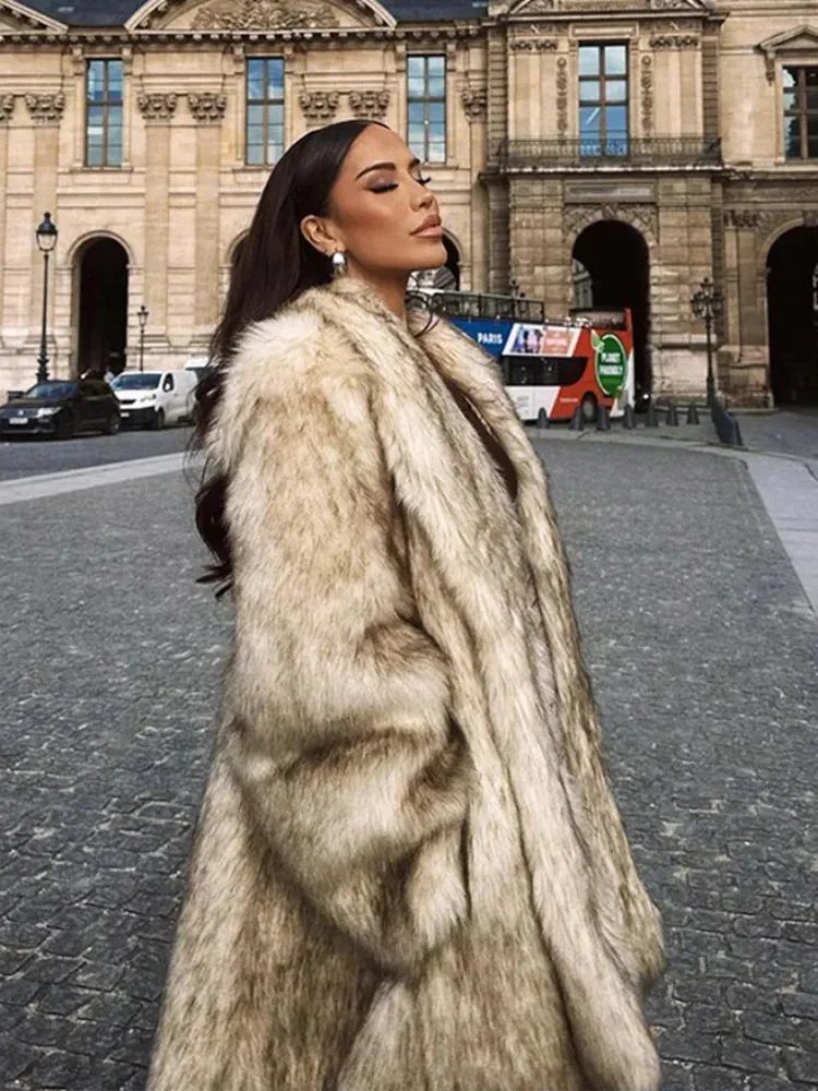 Cassy Elegant Long Fluffy faux fur coat