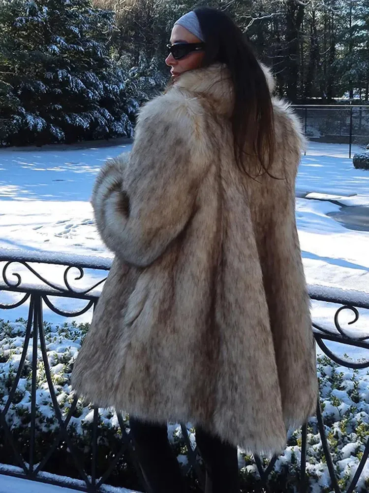 Cassy Elegant Long Fluffy faux fur coat