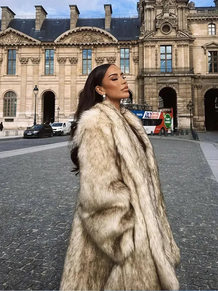 Cassy Elegant Long Fluffy faux fur coat