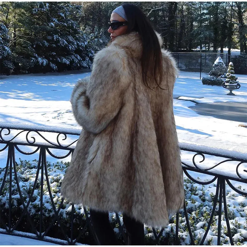 Cassy Elegant Long Fluffy faux fur coat