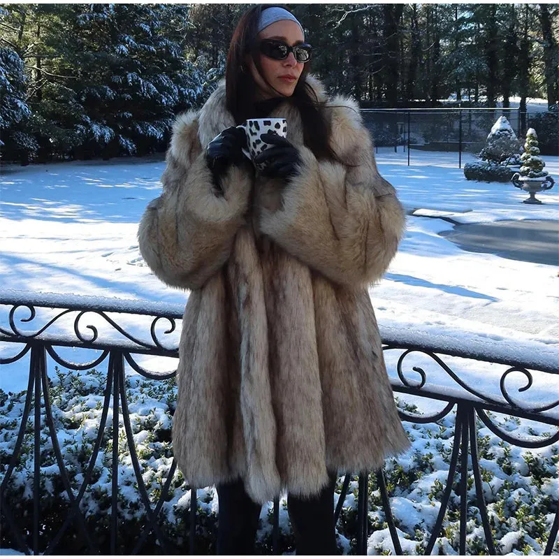 Cassy Elegant Long Fluffy faux fur coat