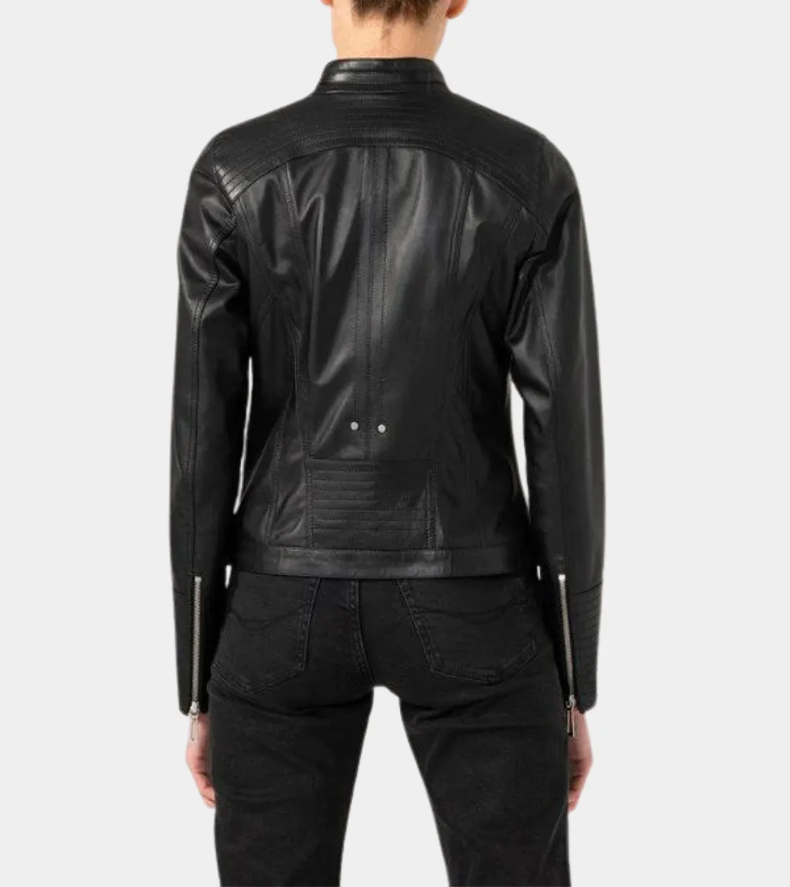 Casual Women's Black Biker Leather Jacket