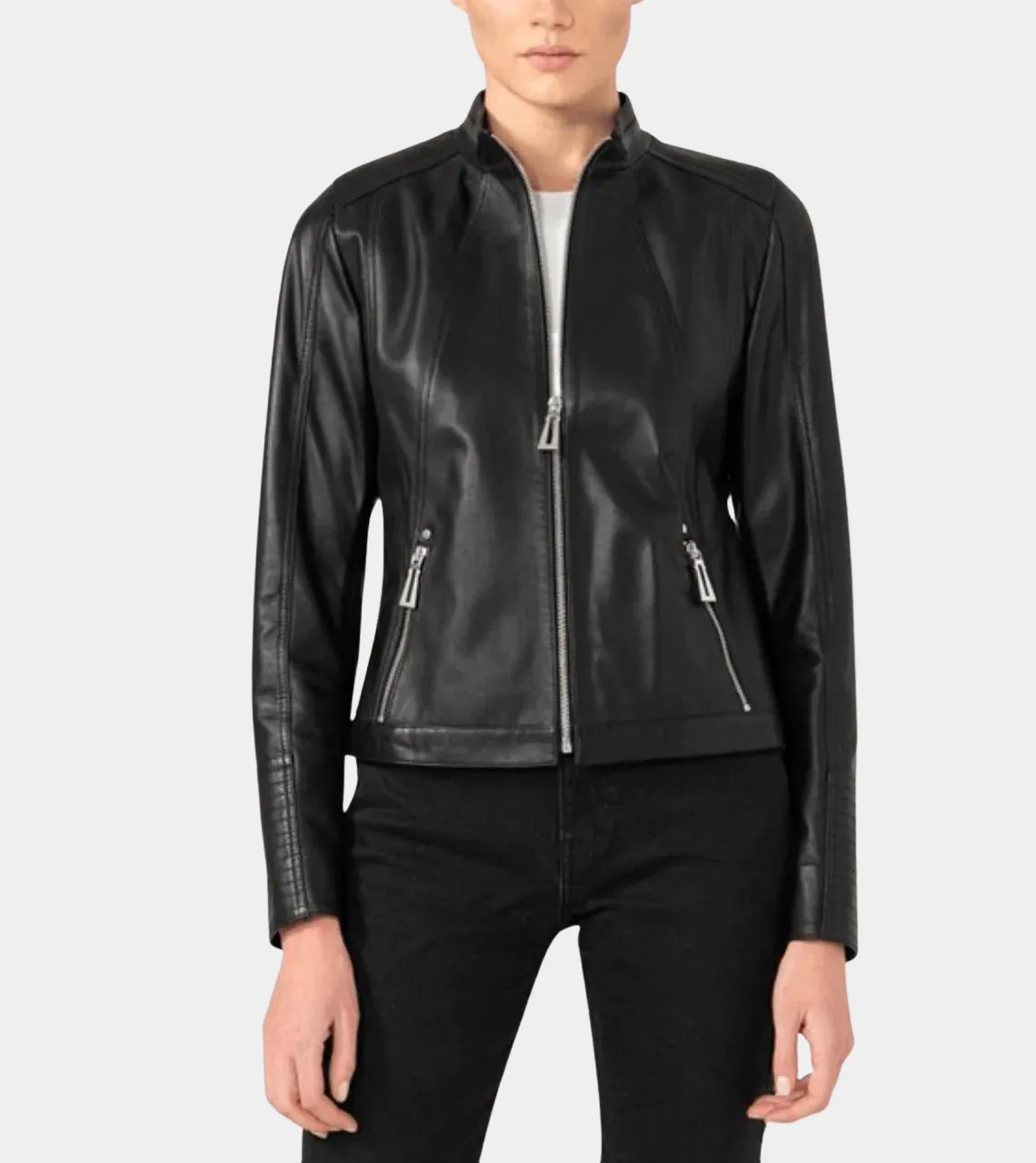 Casual Women's Black Biker Leather Jacket