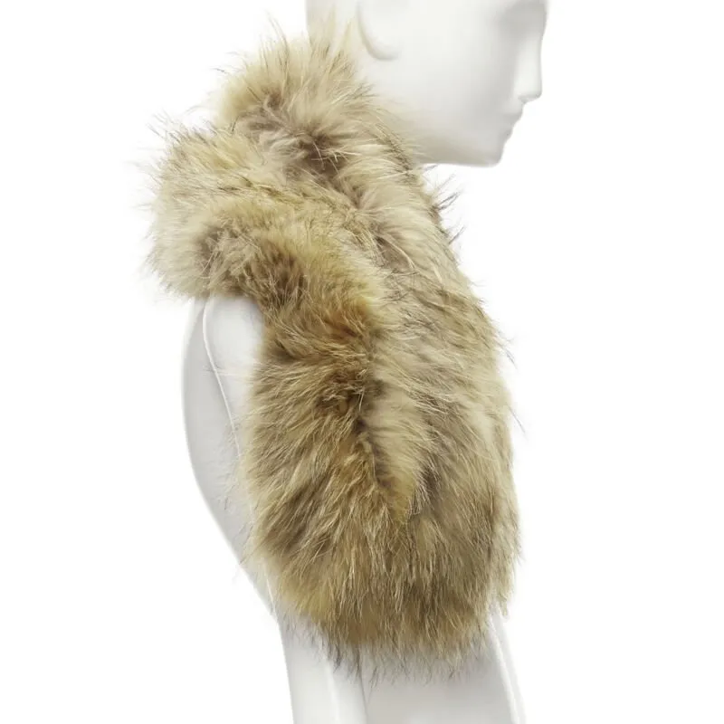 CHARLOTTE SIMONE 100% fur brown asymmetric silk lined collar cuff scarf