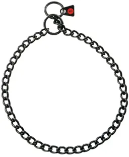 CHOKE CHAIN EXTRA STRONG, MEDIUM ROUND LINKS-  STAINLESS STEEL BLACK