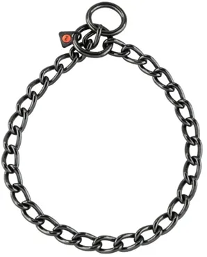 CHOKE CHAIN EXTRA STRONG, MEDIUM ROUND LINKS-  STAINLESS STEEL BLACK