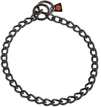 CHOKE CHAIN EXTRA STRONG, MEDIUM ROUND LINKS-  STAINLESS STEEL BLACK