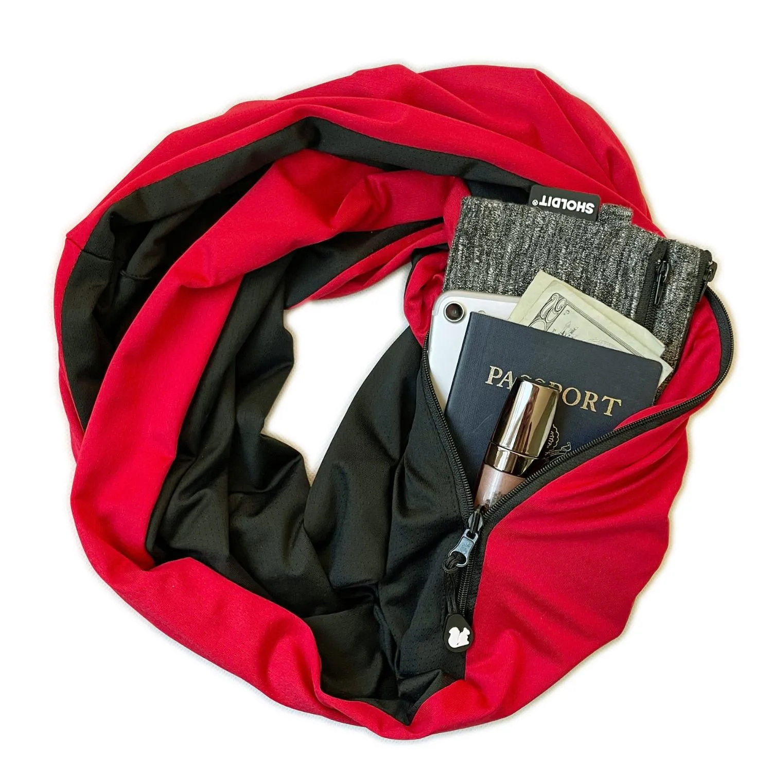 Convertible Infinity Scarf with Pocket™ | Ice Silk Red Twist