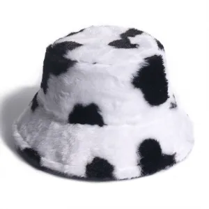 Cow Pattern Design Rabbit Fur Hat