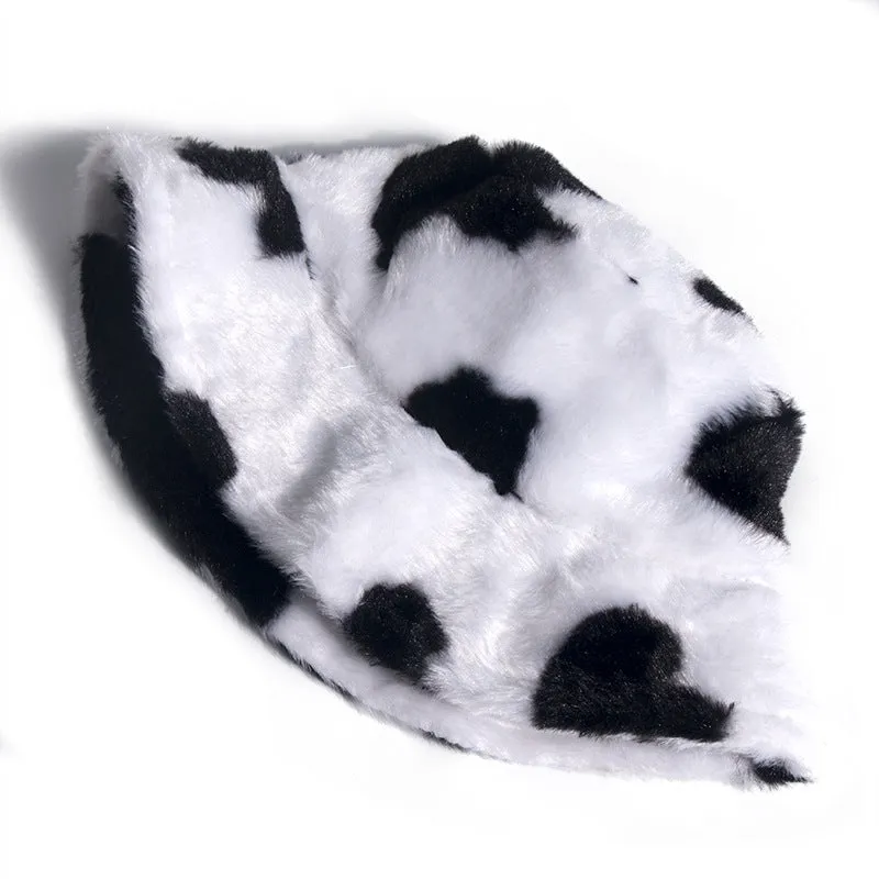 Cow Pattern Design Rabbit Fur Hat