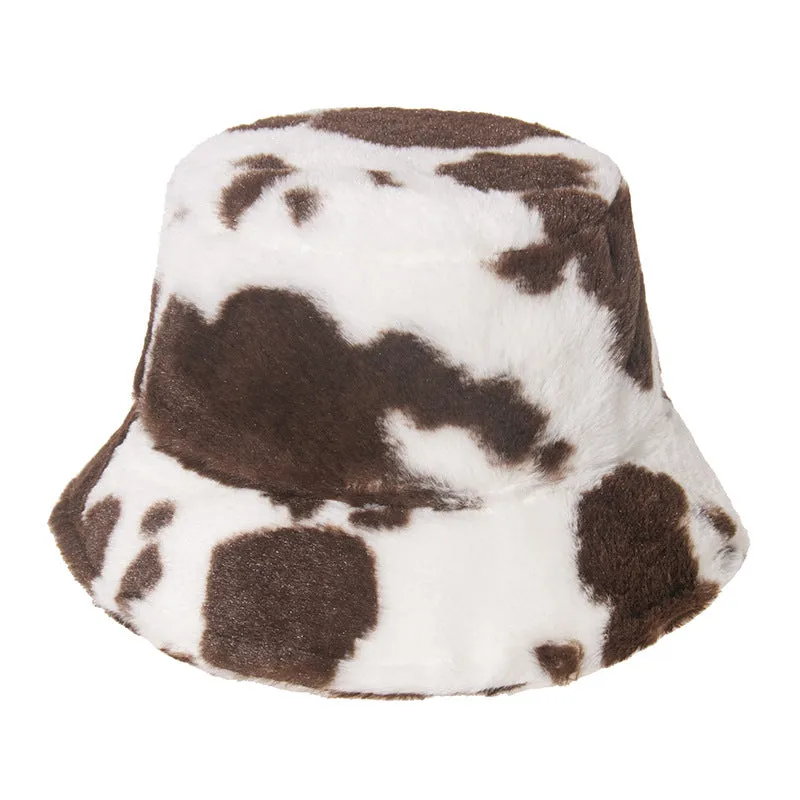 Cow Pattern Design Rabbit Fur Hat