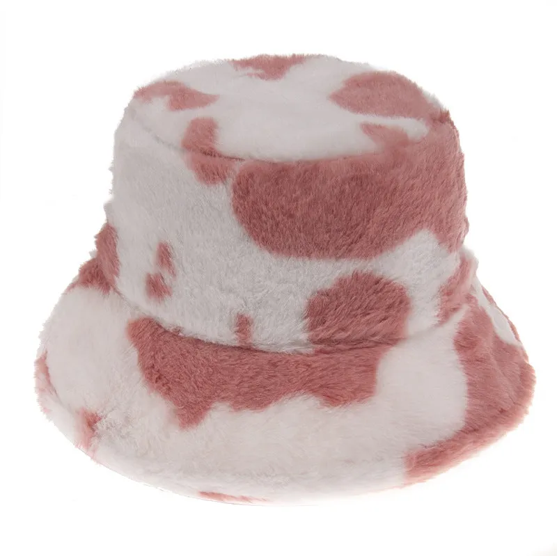 Cow Pattern Design Rabbit Fur Hat