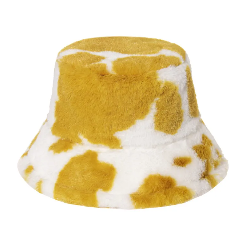 Cow Pattern Design Rabbit Fur Hat