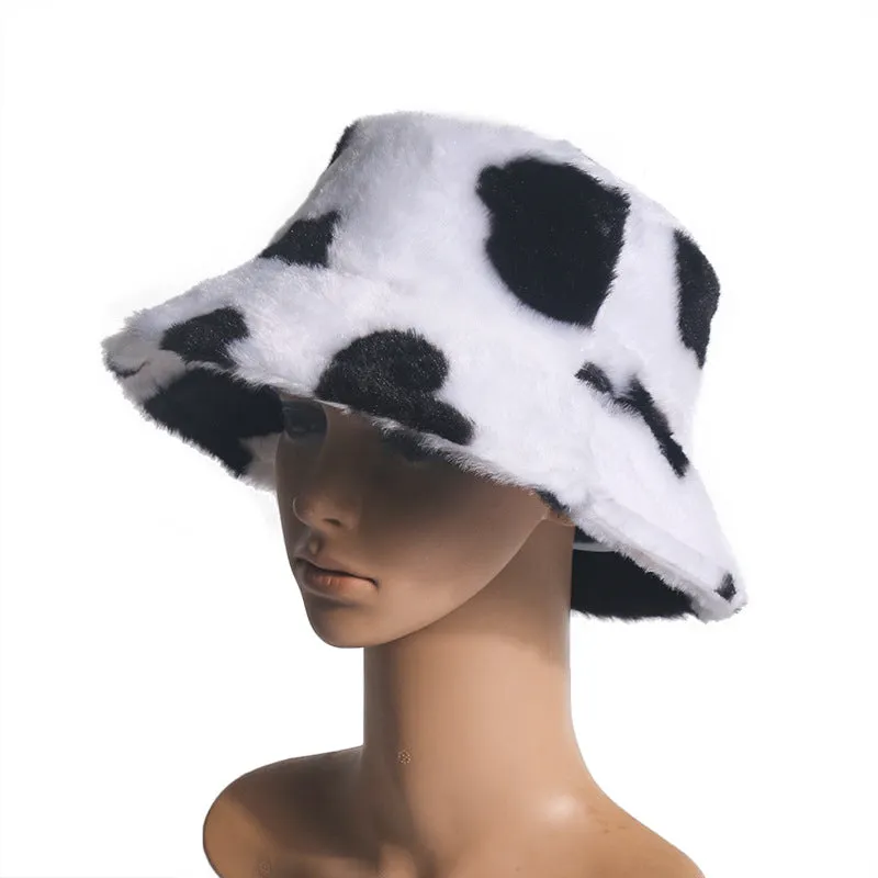 Cow Pattern Design Rabbit Fur Hat