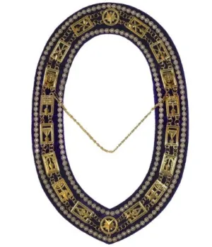 Cryptic Mason - Royal & Select Rhinestones Chain Collar - Gold/Silver On Purple   Free Case