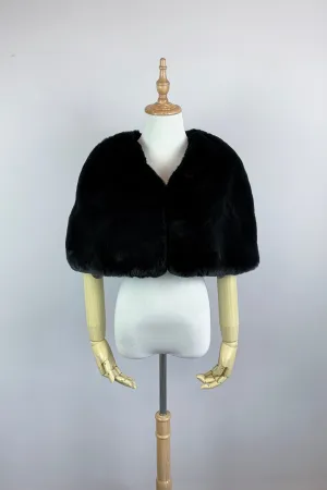 Custom Design Only - Black Faux Fur Bridal Cape (Georgina Blk05)