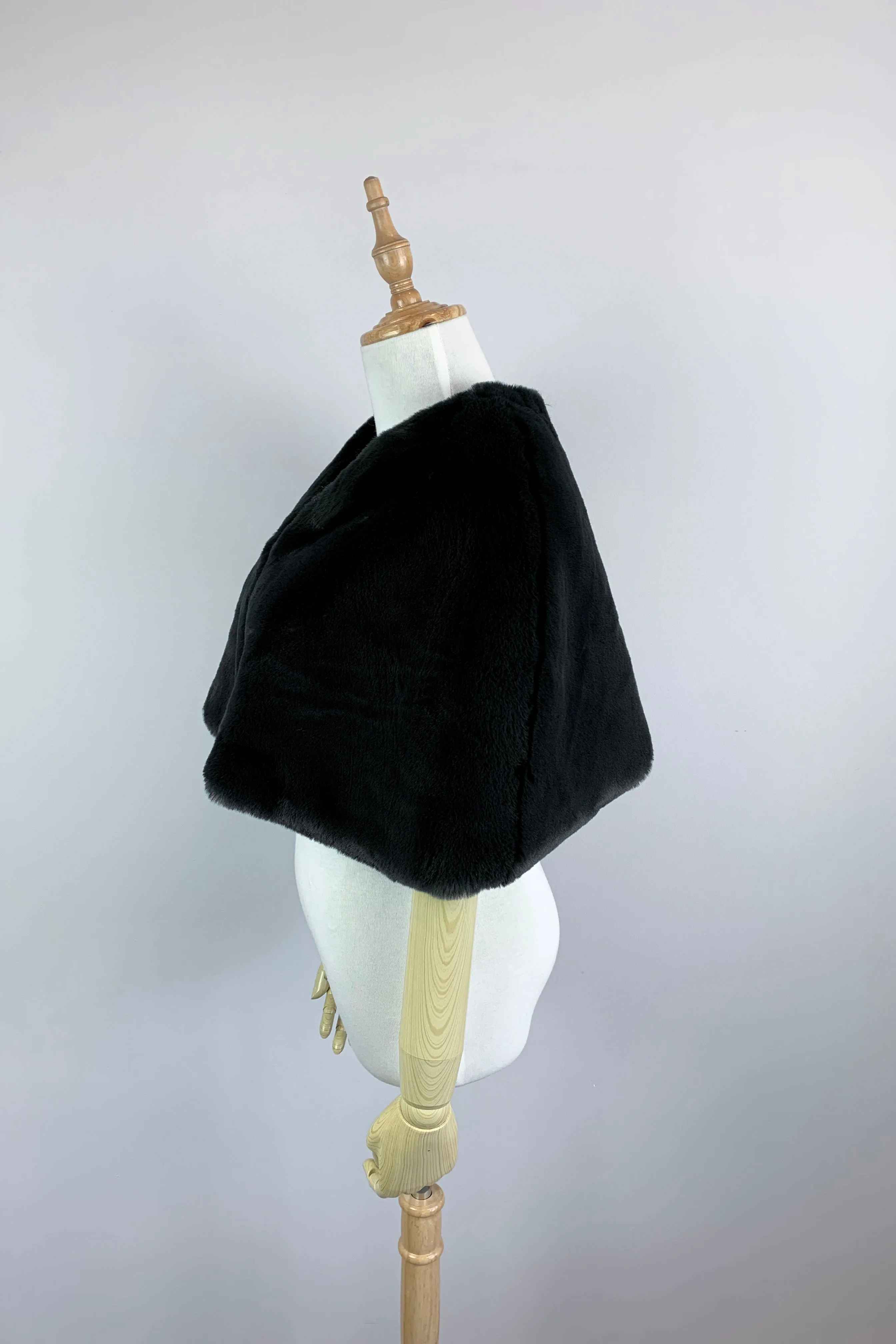 Custom Design Only - Black Faux Fur Bridal Cape (Georgina Blk05)