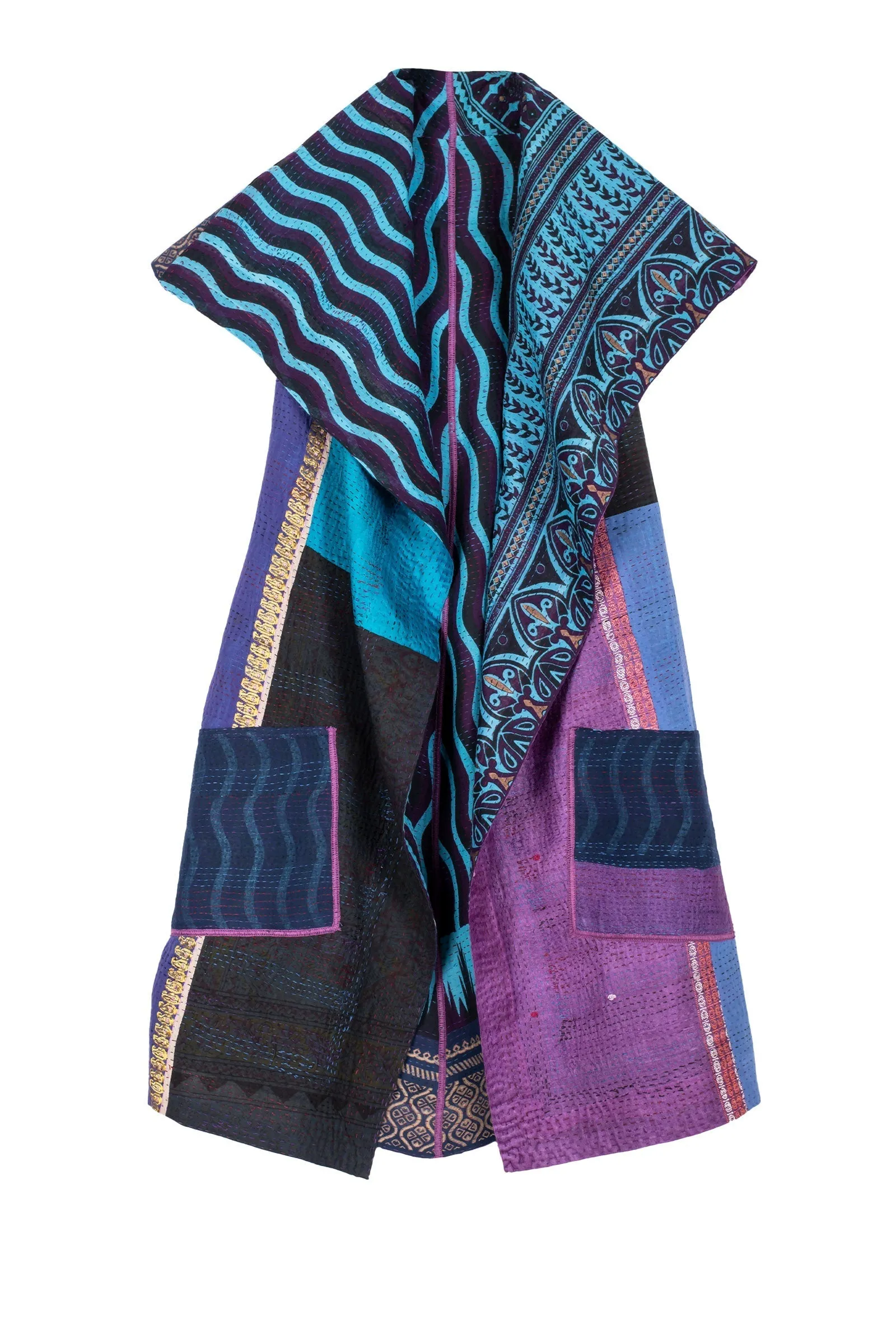 DESERT WAVES KANTHA CIRCULAR VEST - dw2201-blu -