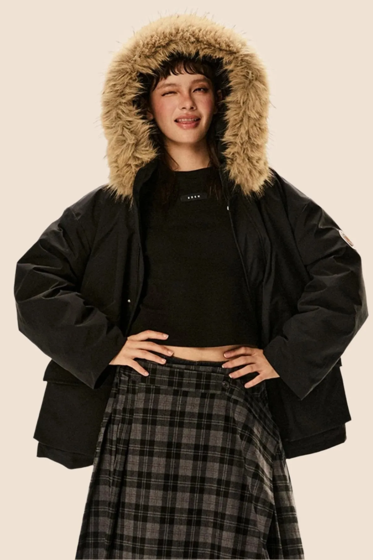 Detachable Hood Fur Collar Down Jacket