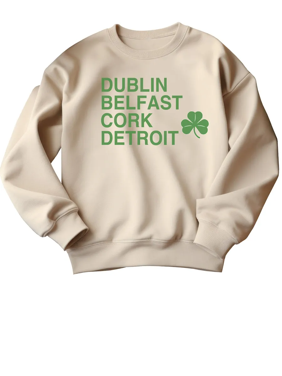 Dublin Belfast Cork Detroit Sweatshirt - Green / Sand