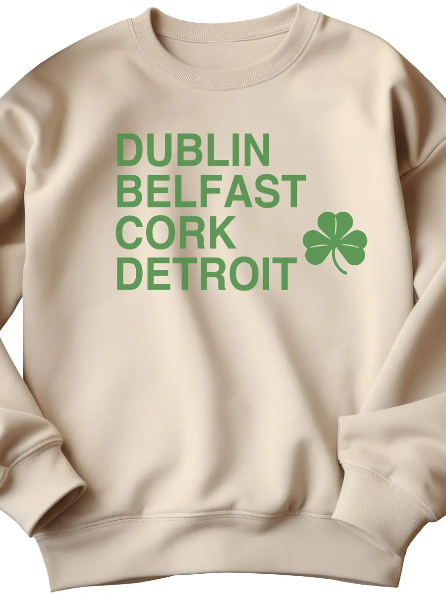 Dublin Belfast Cork Detroit Sweatshirt - Green / Sand