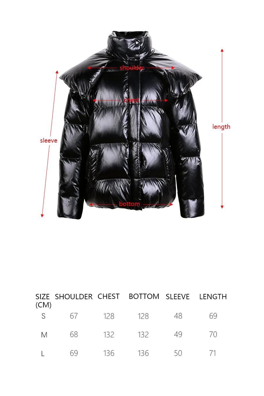 duck down jacket with high collar