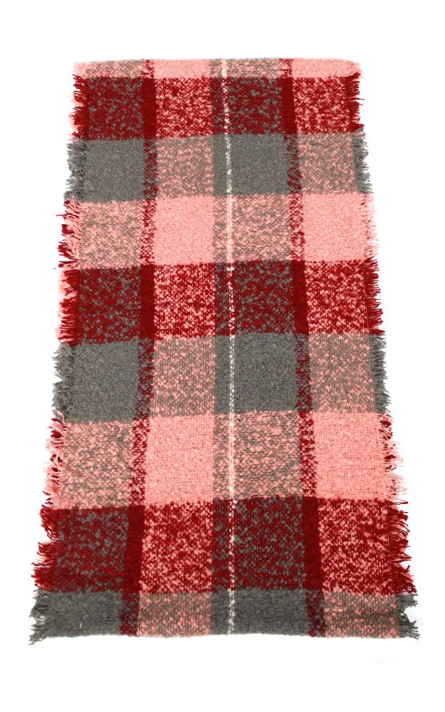 EAS8909 Pink Check Plaid Woven Infinity Scarf