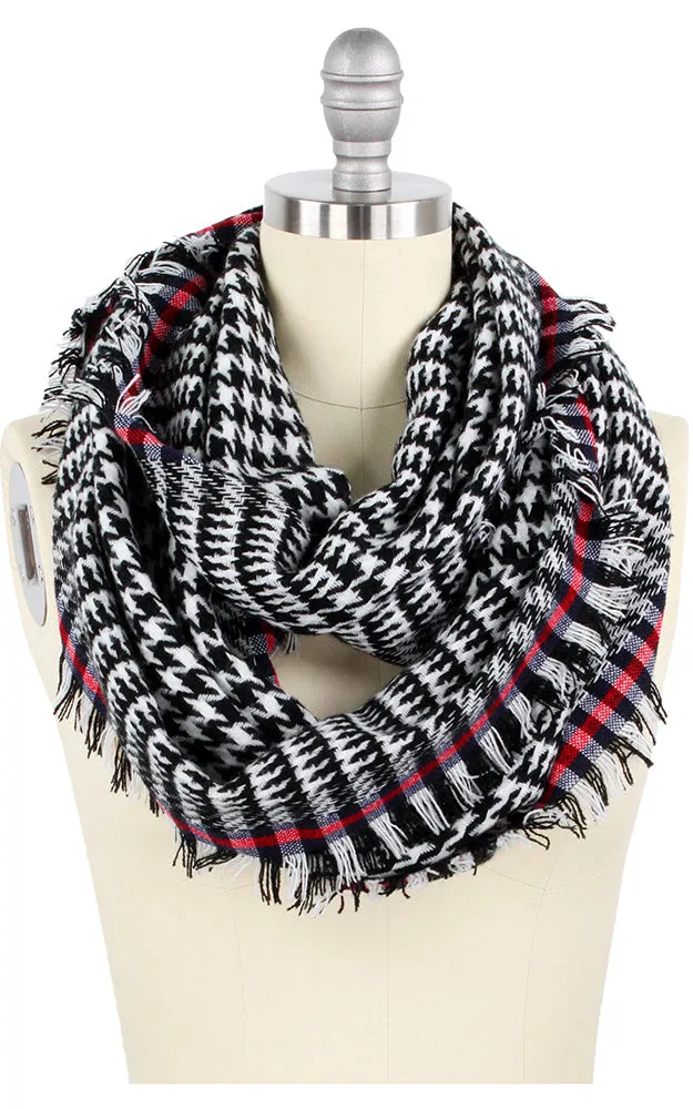 EAS9486 Houndstooth Pattern Infinity Scarf