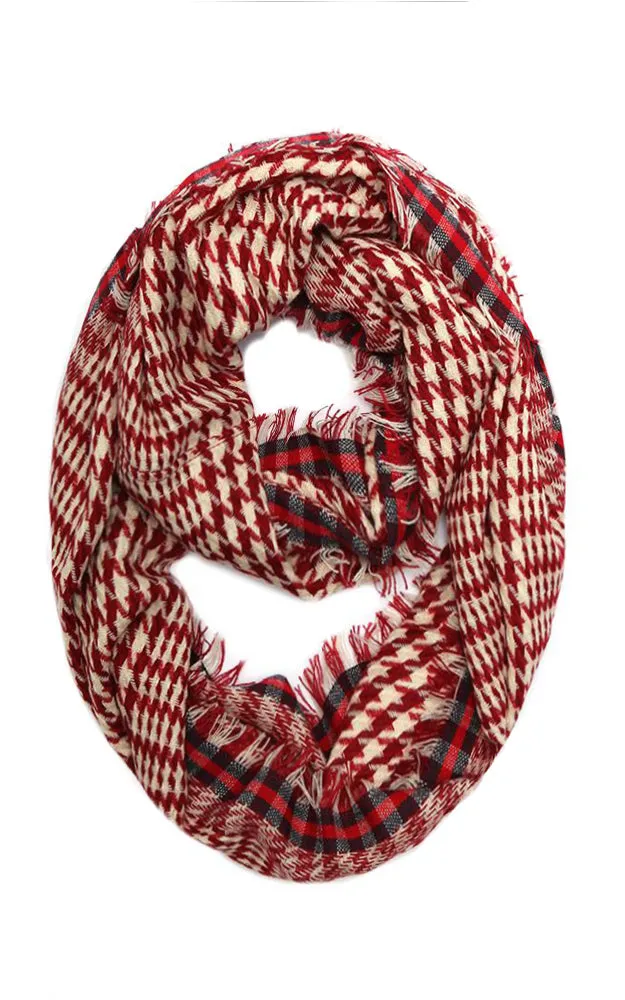 EAS9486 Houndstooth Pattern Infinity Scarf