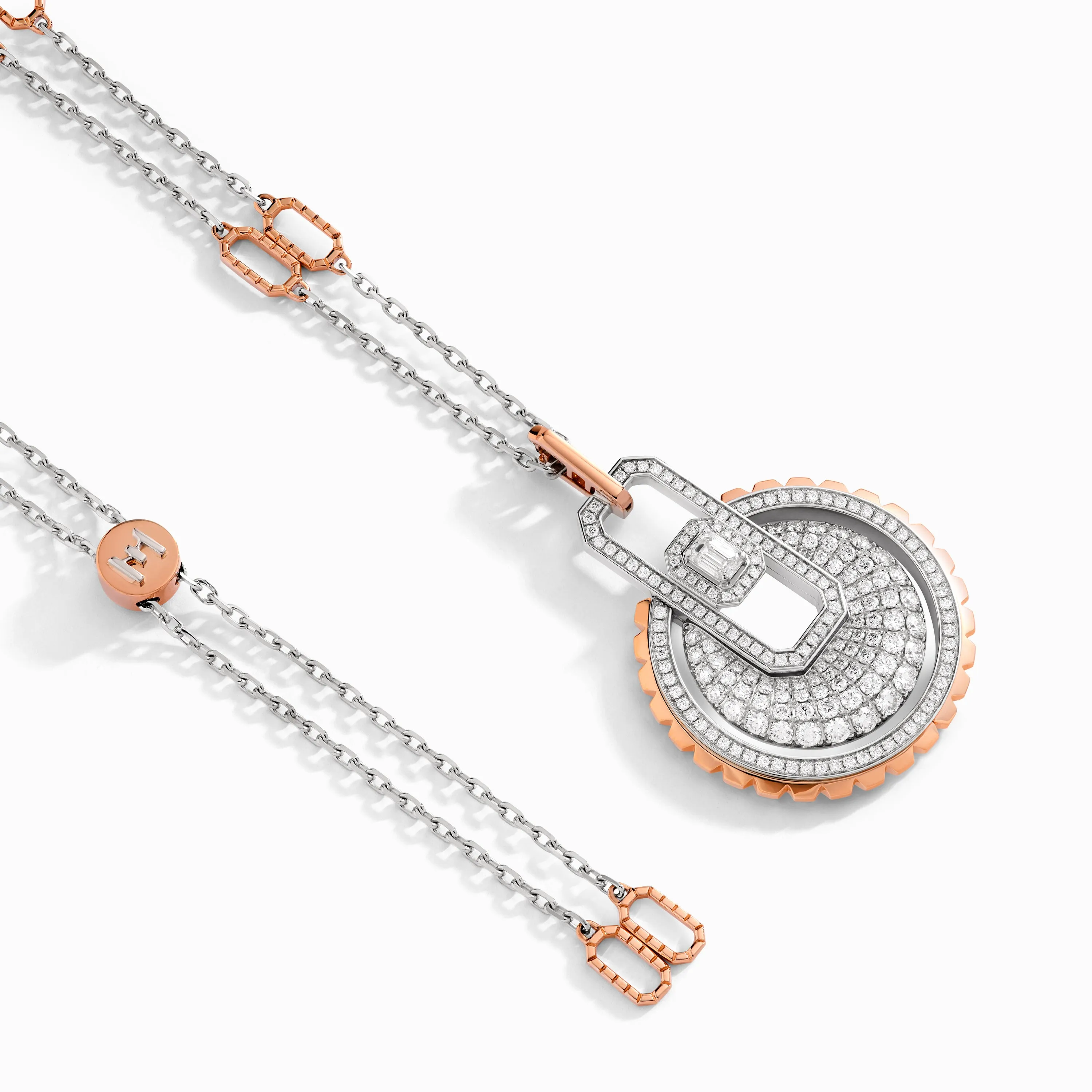 Empire Two-Tone Diamond Pendant Necklace