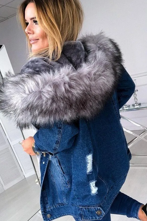 Fashion Retro Warm Fur Collar Coat