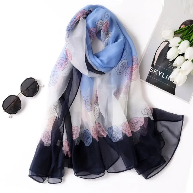 Fashion Silk Scarf Printed Bandana Shawl #2532