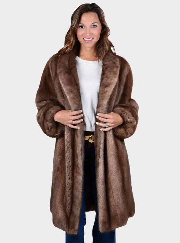 Female Mink Fur Stroller with Shawl Collar & Bracelet Cuffs