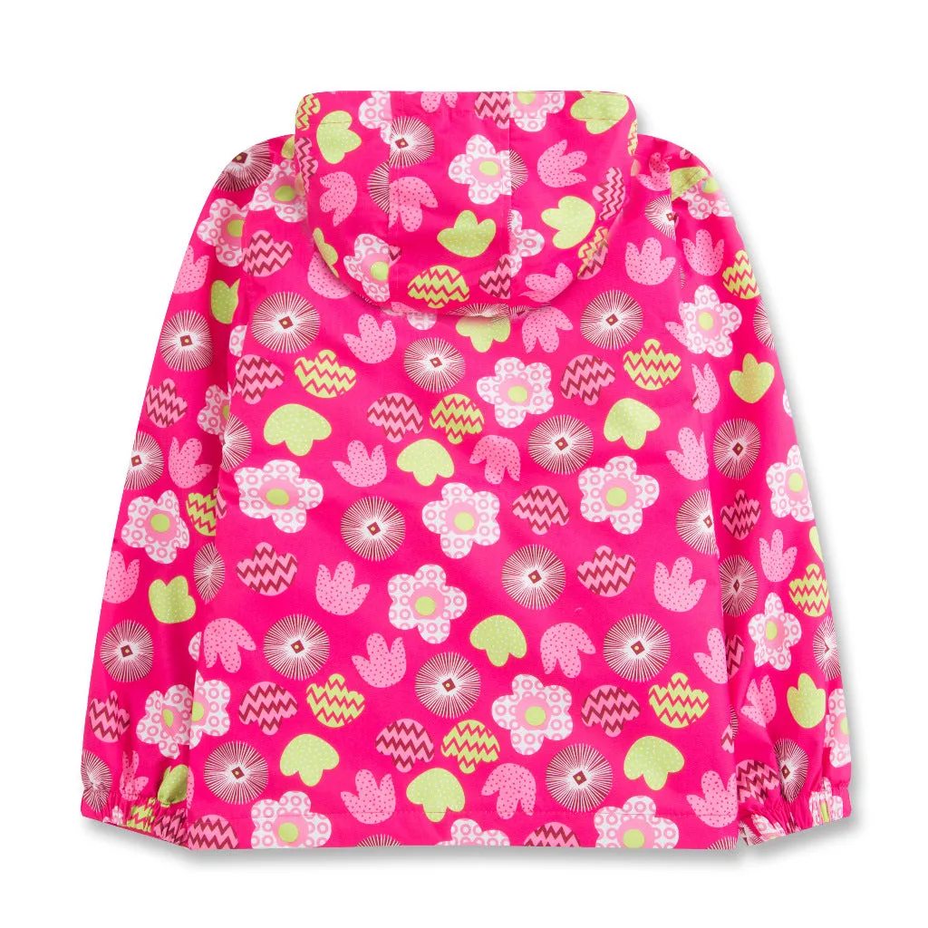 Floral Windbreaker Jacket, Rose Red, Size 3-12 Yrs