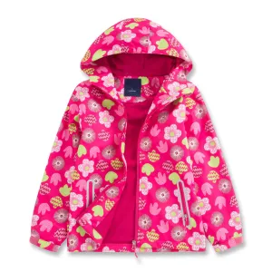 Floral Windbreaker Jacket, Rose Red, Size 3-12 Yrs