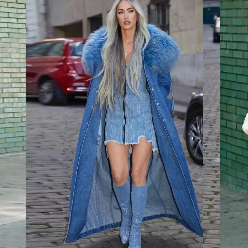 Fur Collar Denim Coat