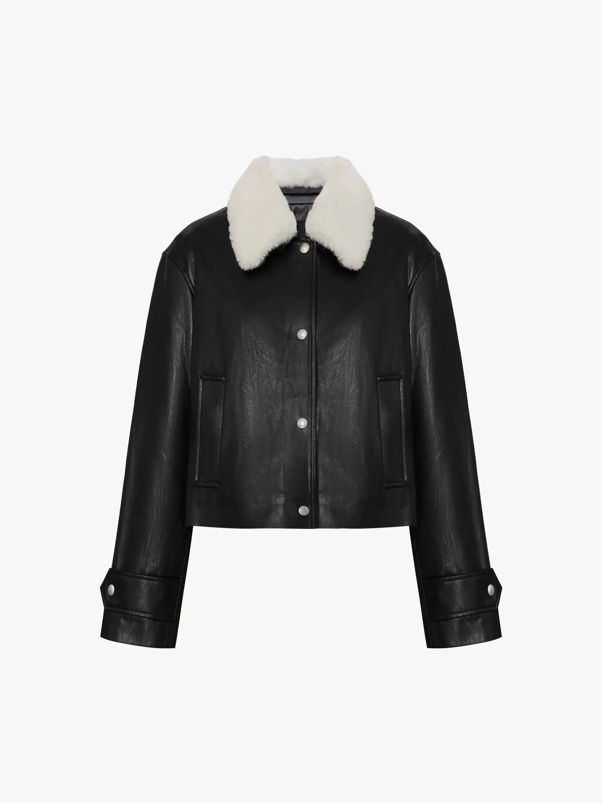 Fur Collar Leather Coat