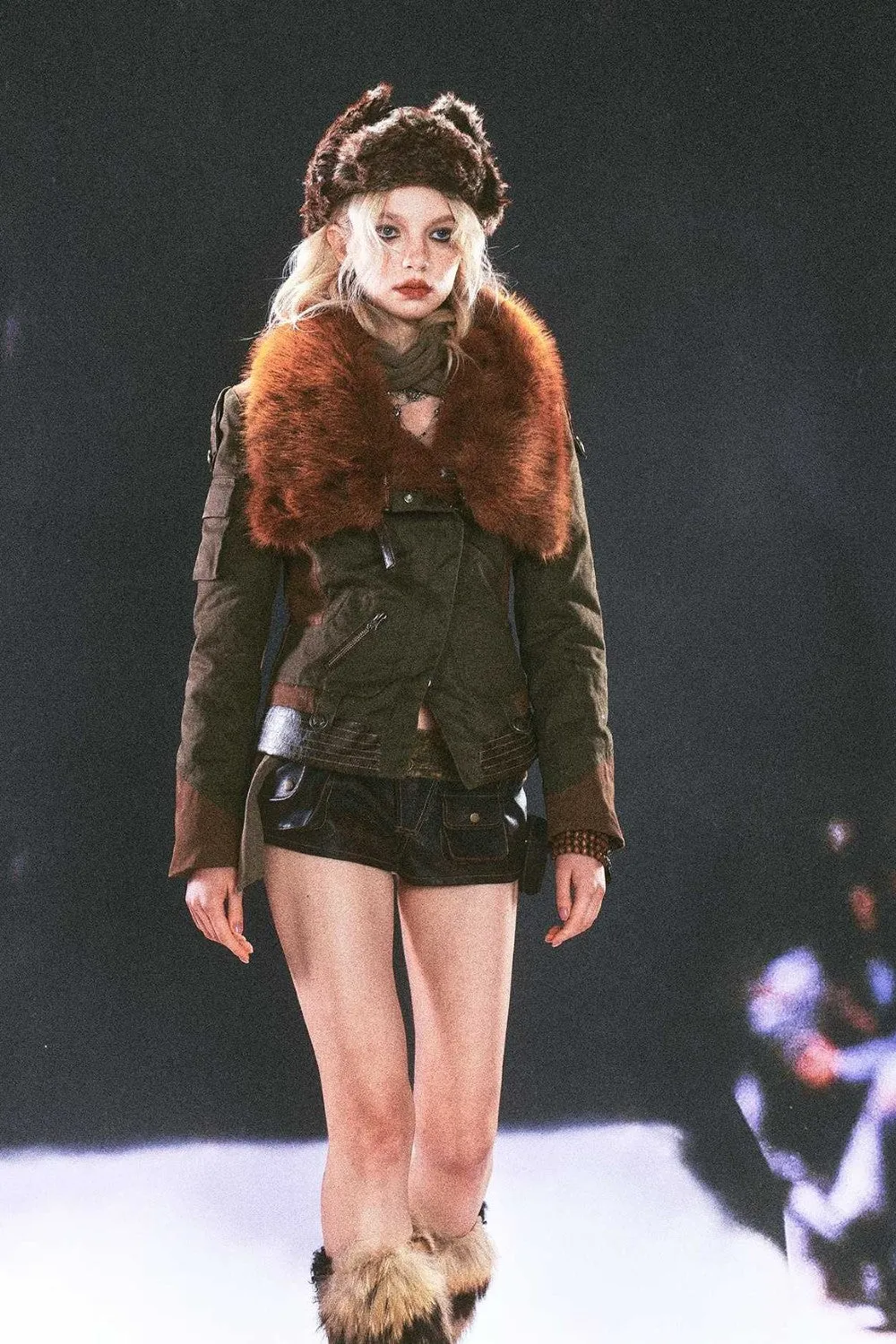 Fur-Collared Military Jacket