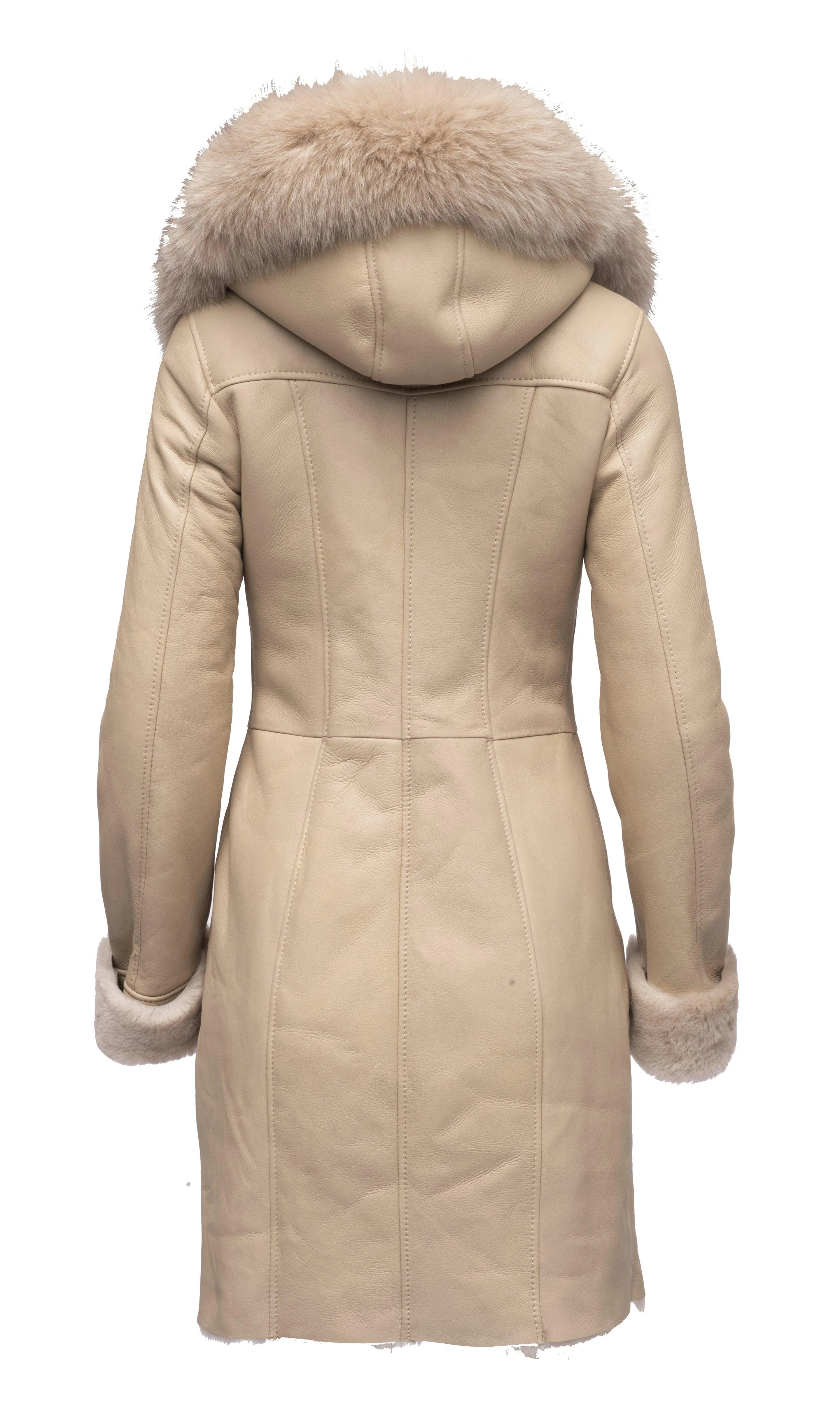 Gracie's Hooded Shearling Sheepskin fox fur Jacket