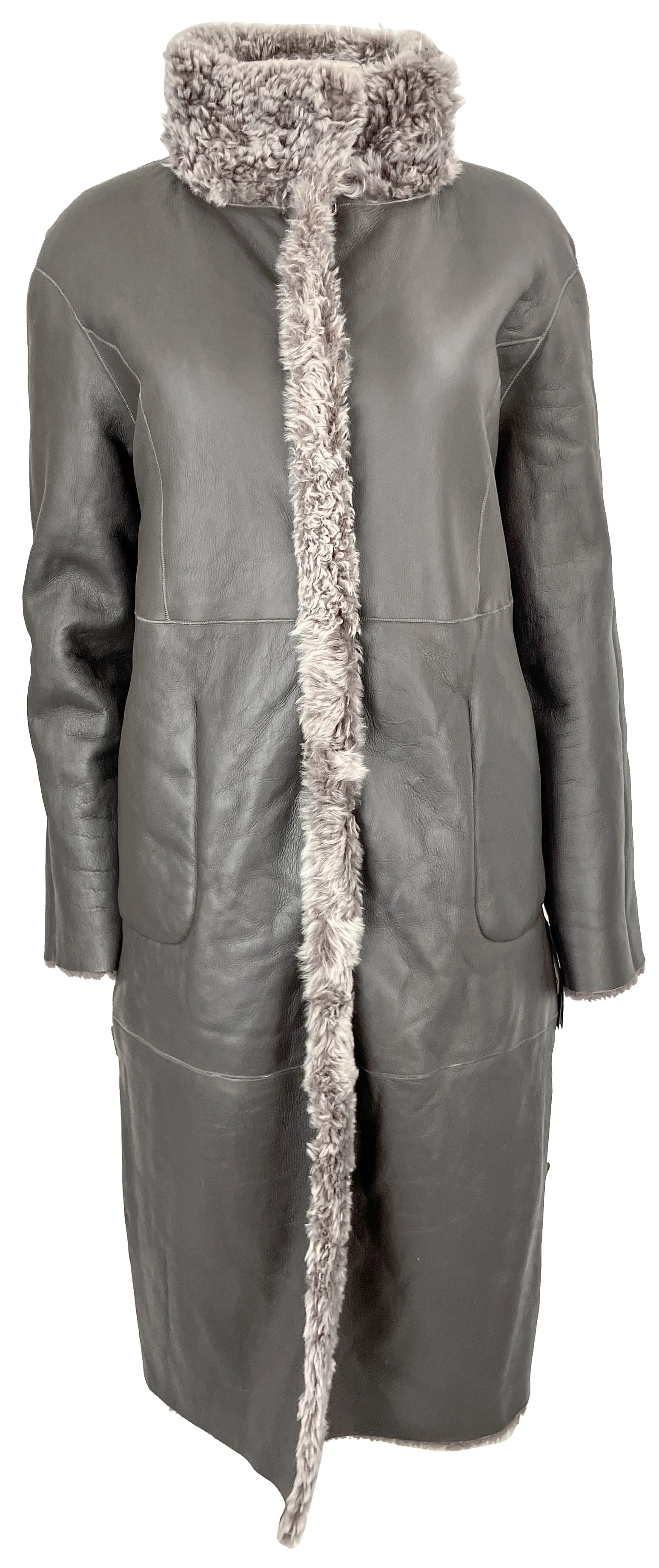 Grenn Pilot Reversible Fur Coat in Ash