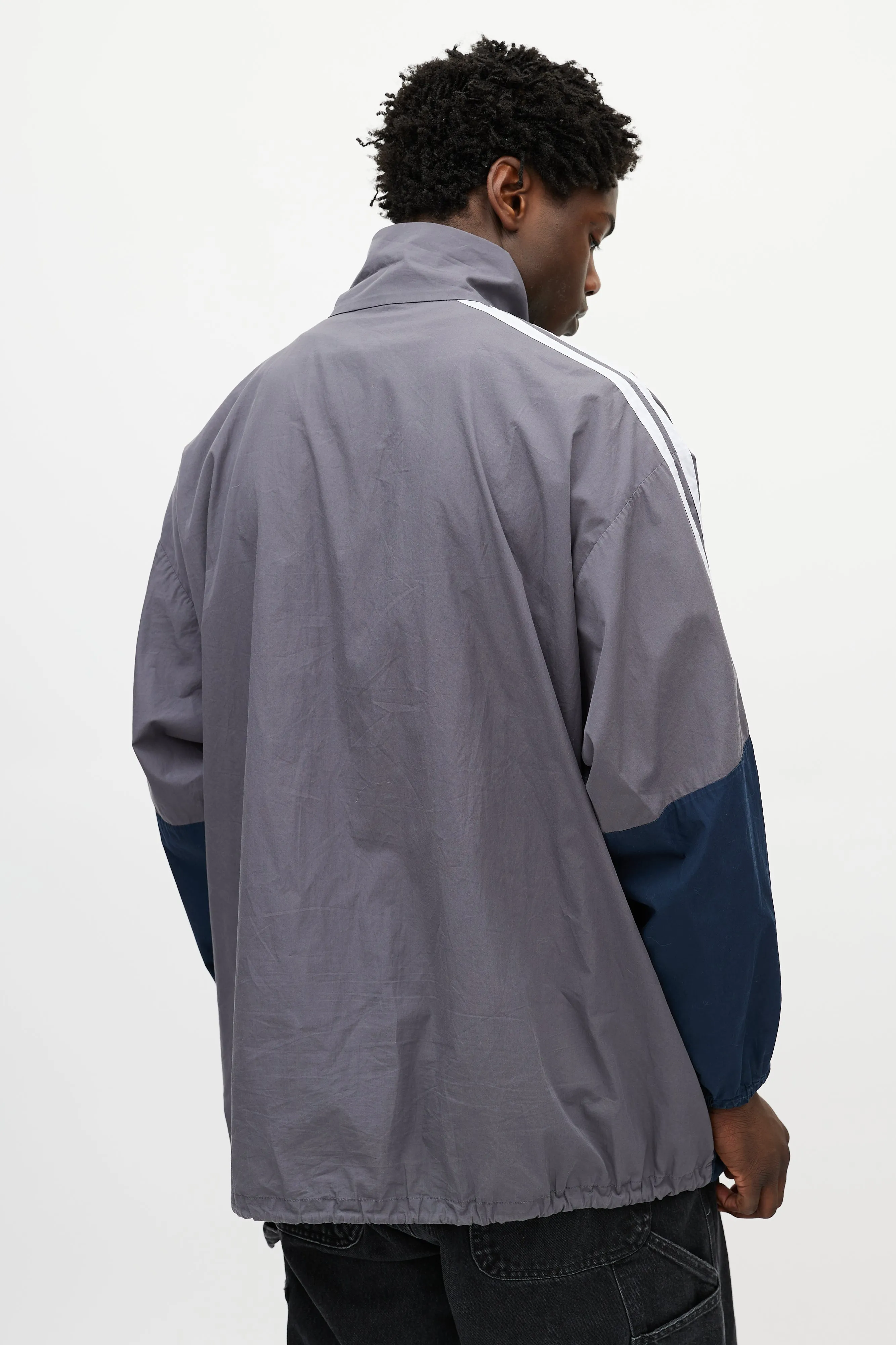 Grey & Multicolour Logo Striped Track Jacket