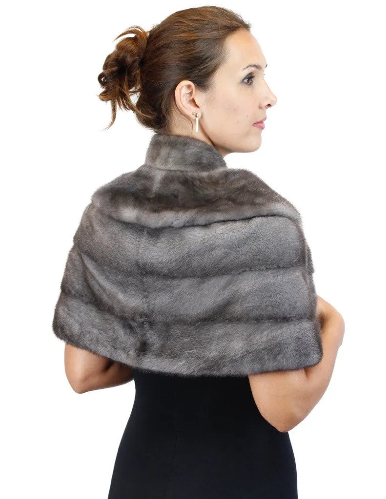 GUN METAL BLUE IRIS FEMALE MINK FUR STOLE/CAPELET