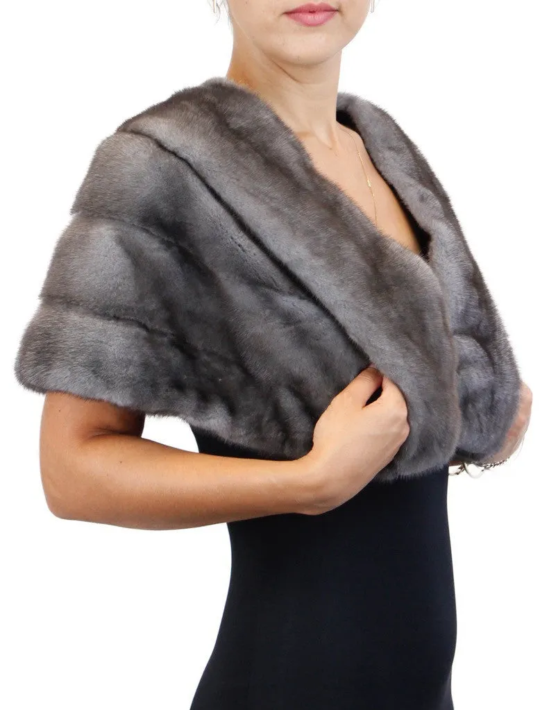 GUN METAL BLUE IRIS FEMALE MINK FUR STOLE/CAPELET